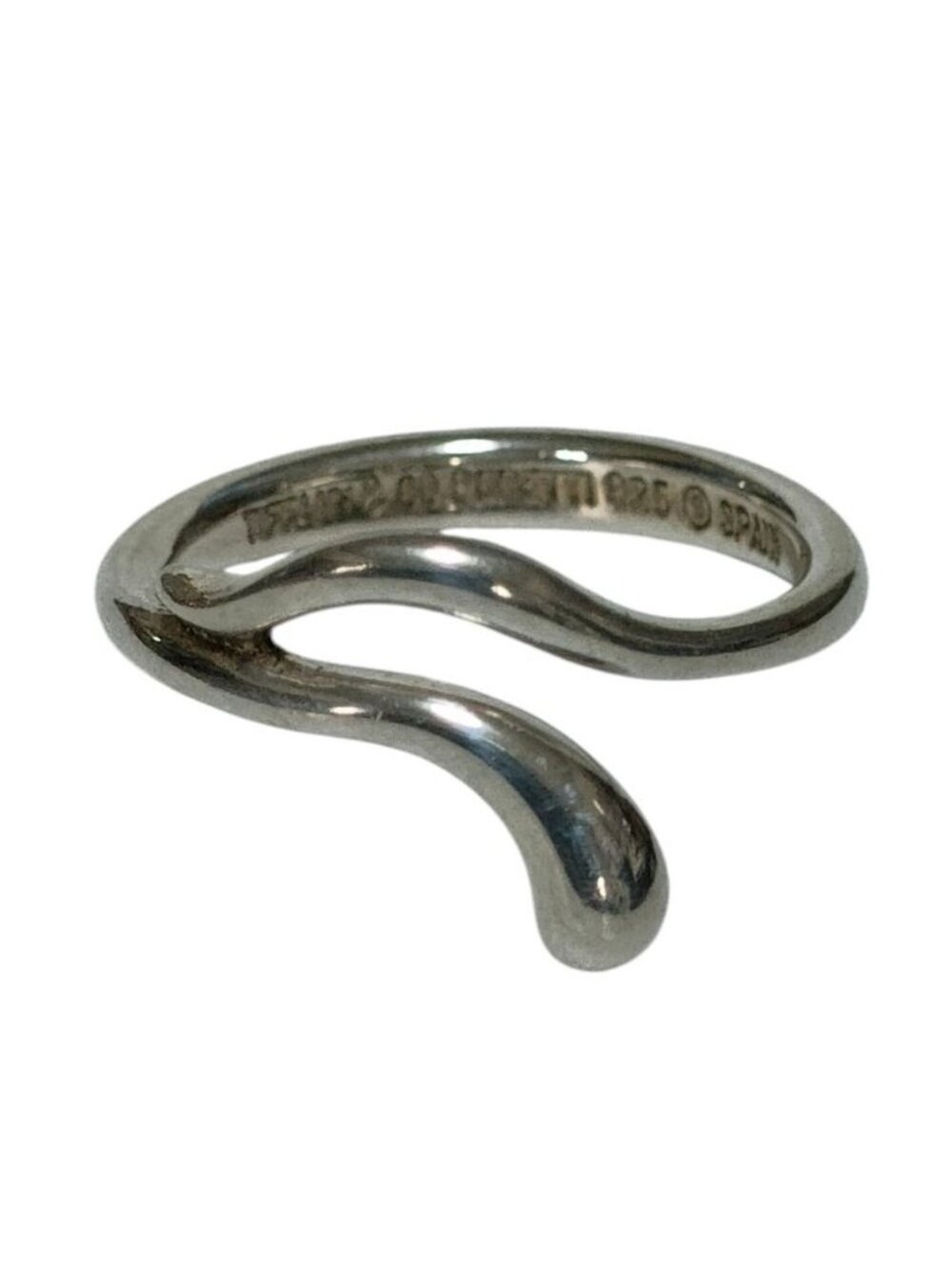 Tiffany & Co 925 Teardrop Open Wave Ring Silver